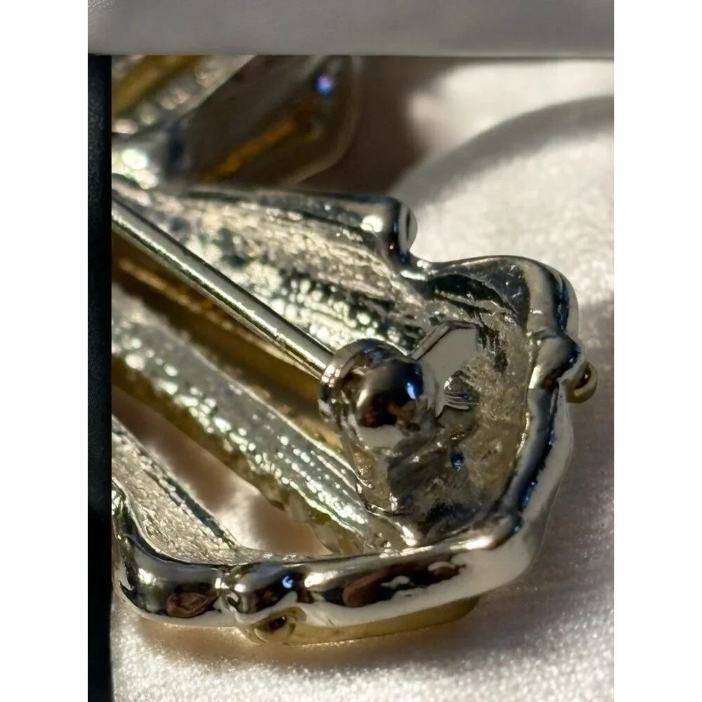 Napier Cross Brooch Pin Gold & Silver Tone Clear Rhinestones Open Work Religious